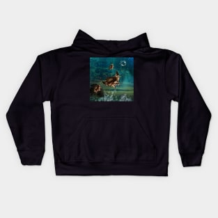 Awesome steampunk manta ray in the deep ocean Kids Hoodie